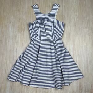 BCBGeneration Blue & White Tweed Striped Sleeveless Nautical Casual Mini Dress 2